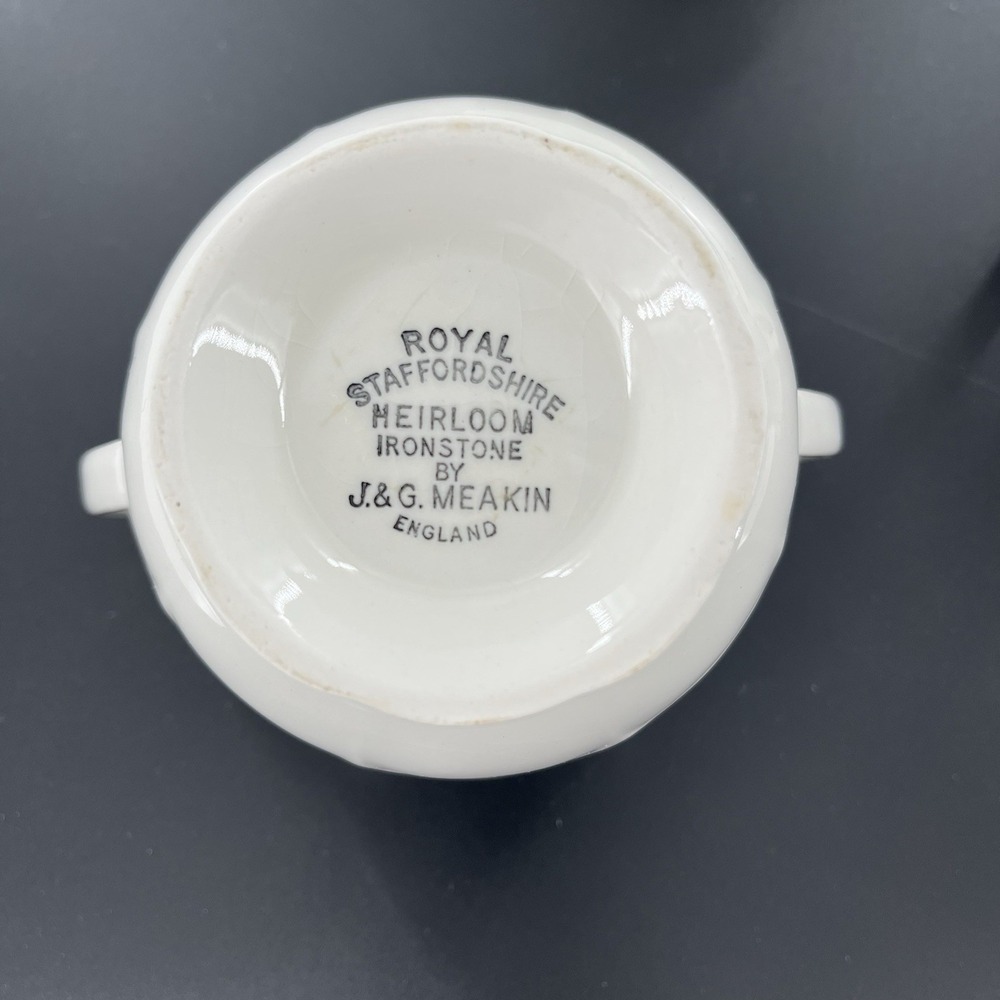 5 Meakin Heirloom Ironstone Teapot Coffee Pot Creamer Sugar Royal Staffordshire - Picture 6 of 15